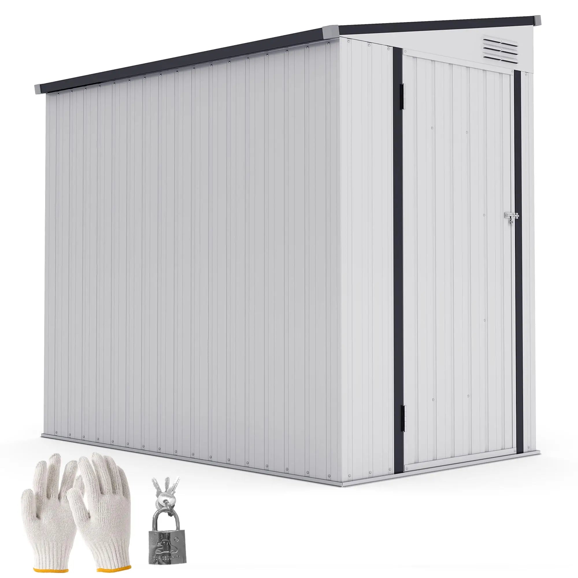 4.3' x 6.3' Metal Outdoor Storage Shed With Lockable Door, Dark Grey Sheds at Gallery Canada