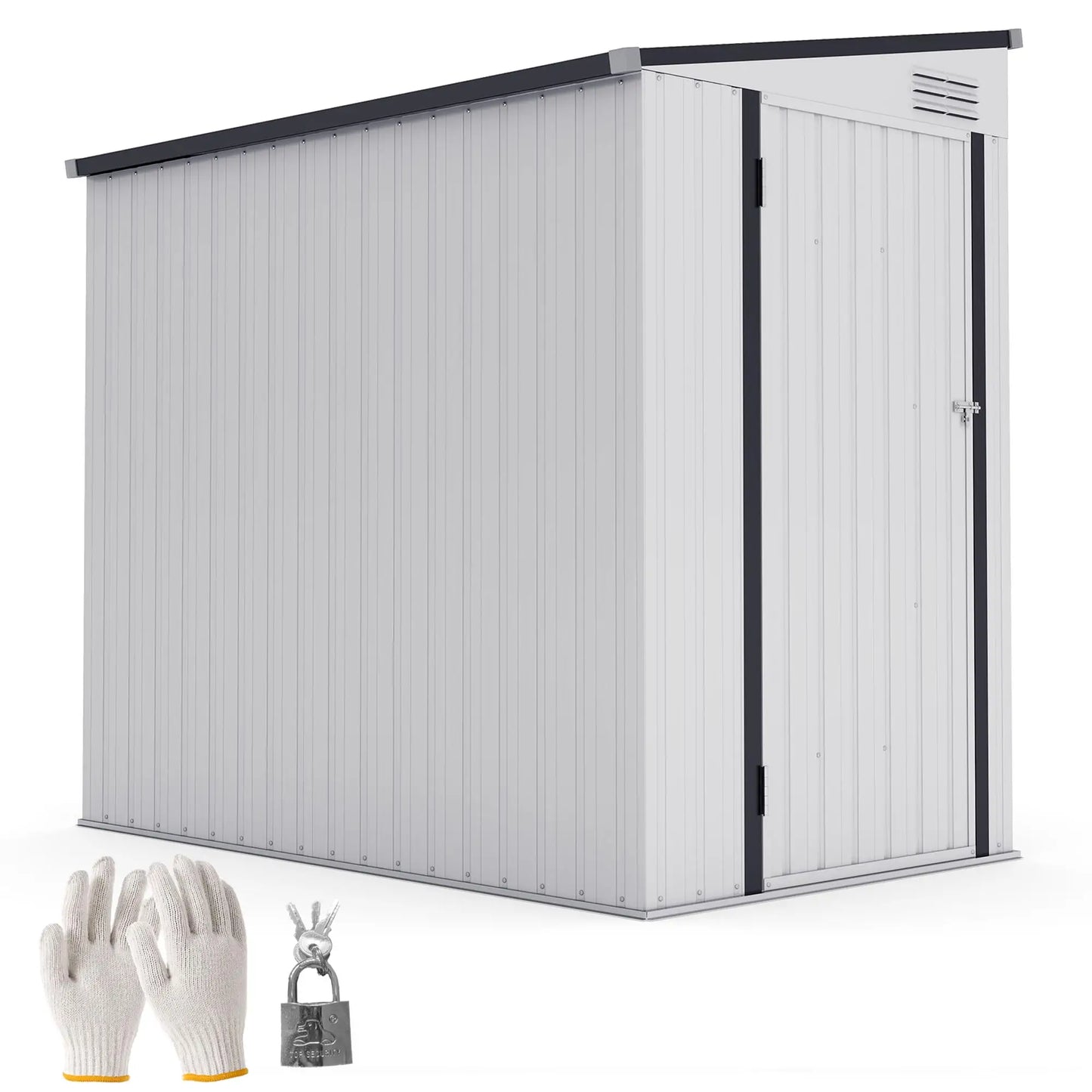 4.3' x 6.3' Metal Outdoor Storage Shed With Lockable Door, Dark Grey Sheds at Gallery Canada