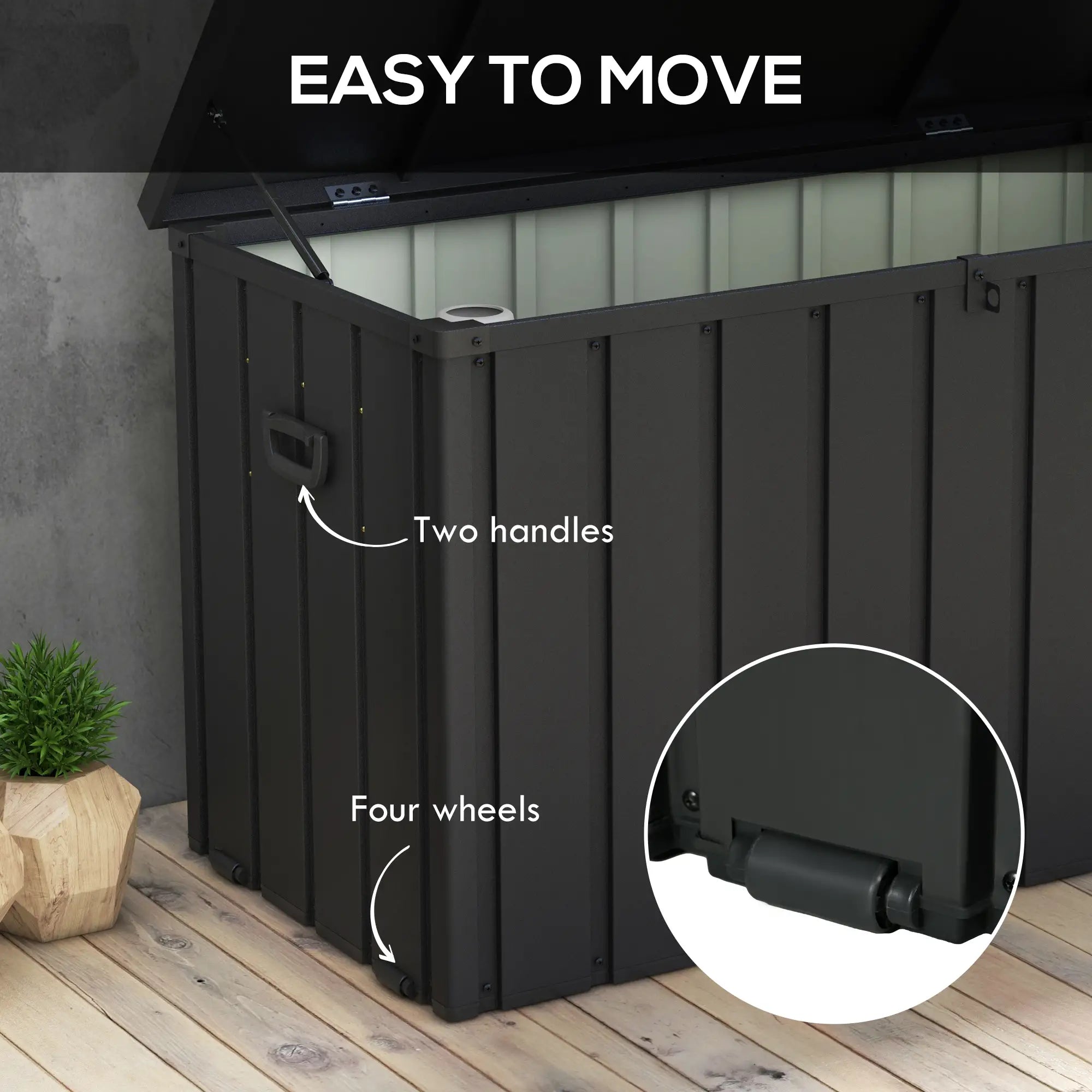 119 Gallon Deck Box, Lockable Galvanised Steel Storage Container, Dark Grey Patio Storage Boxes at Gallery Canada