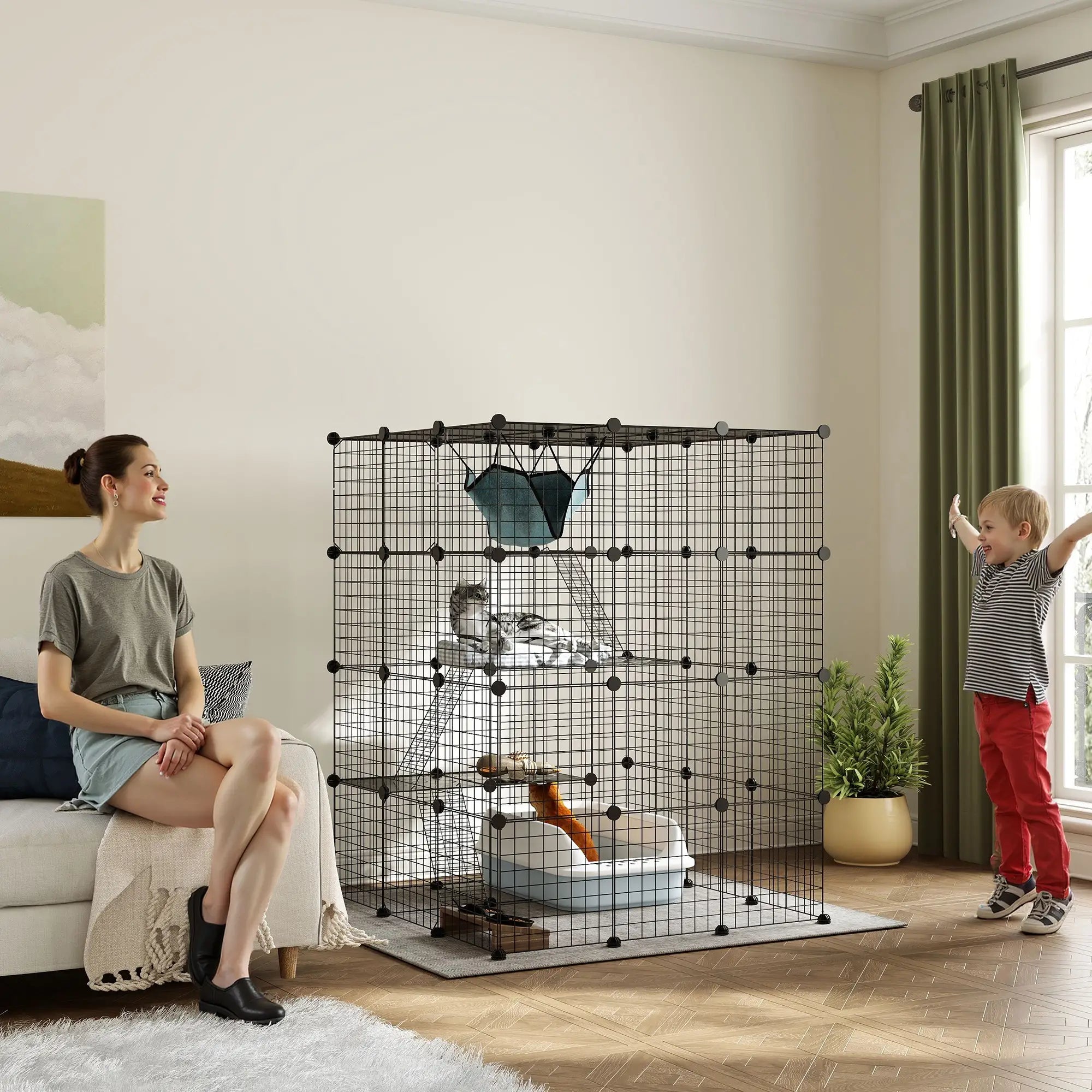 4 Tier DIY Cat Cage, Indoor Catio for 1-3 Cats, Black Outdoor Cat Enclosures at Gallery Canada
