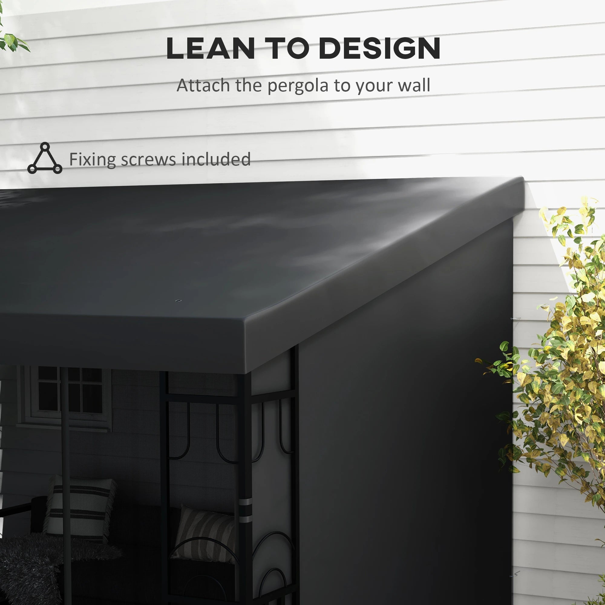 10' x 13' Wall Pergola, Outdoor Gazebo, UV Resistant, Dark Grey Pergolas at Gallery Canada