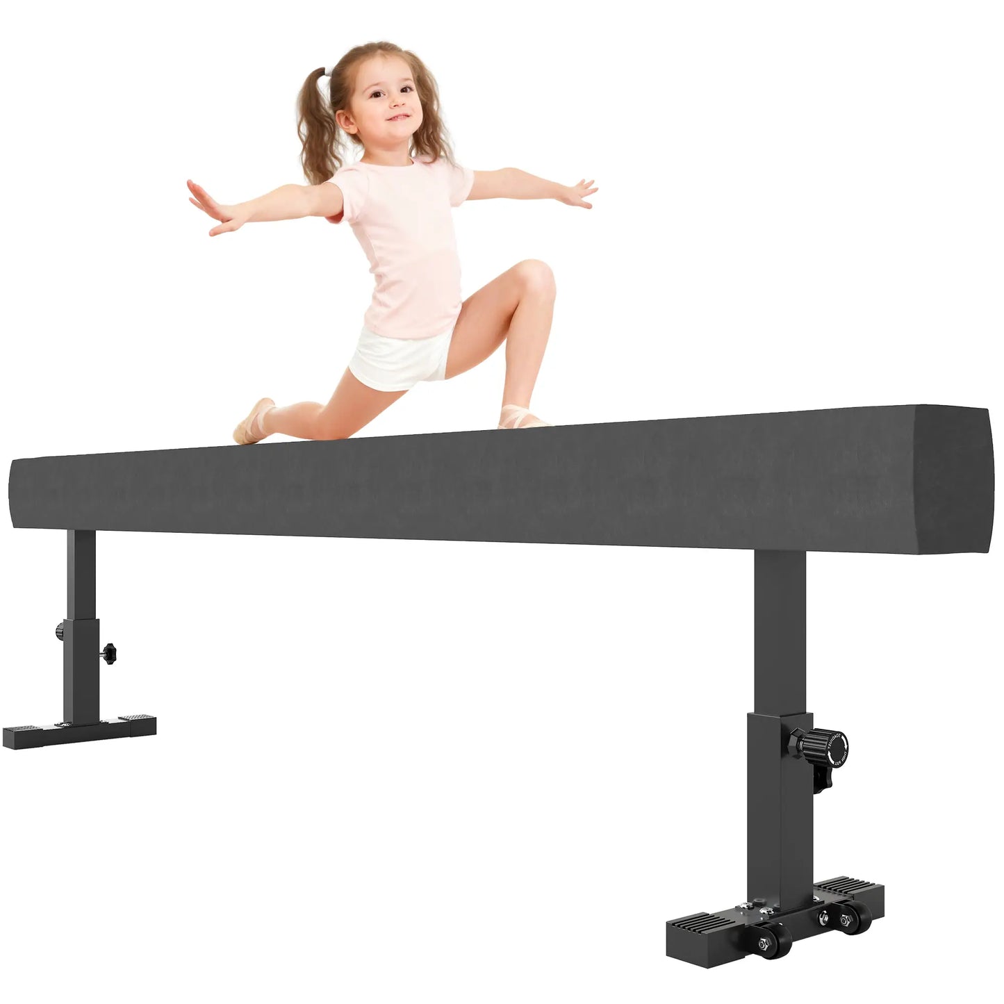 7.5ft Adjustable Balance Beam, Gymnastics Equipment with Wheels Gymnastics Mats Black at Gallery Canada