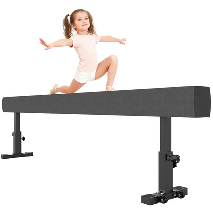 7.5ft Adjustable Balance Beam, Gymnastics Equipment with Wheels Gymnastics Mats Black at Gallery Canada