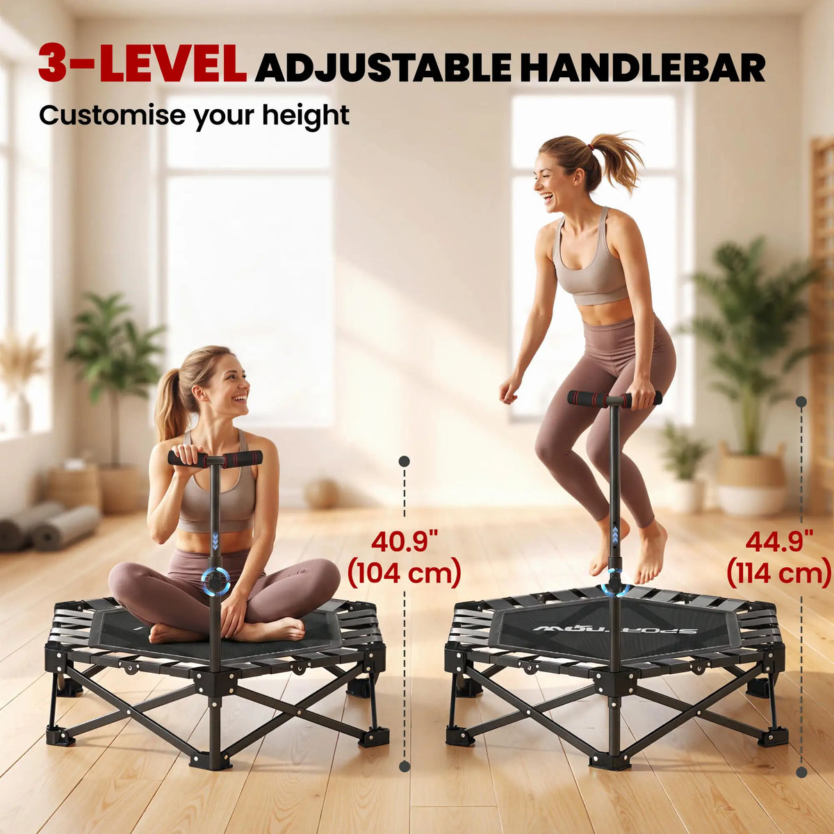 42" Foldable Mini Trampoline with Adjustable Foam Handle Trampolines at Gallery Canada