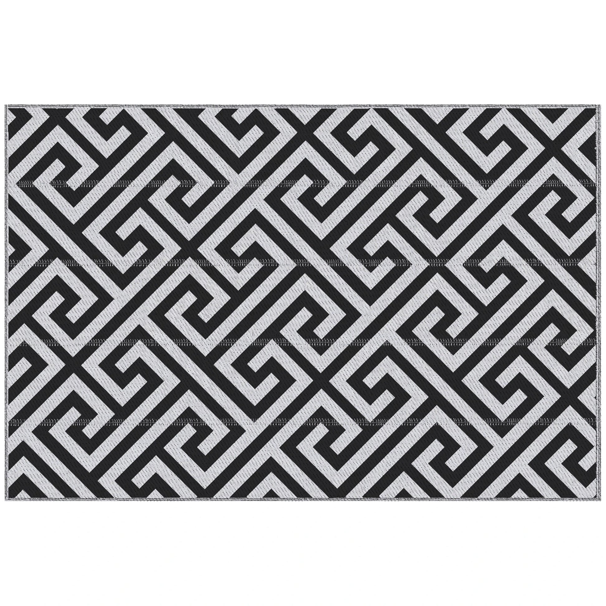Reversible Outdoor RV Rug, 4' x 6', Patio Mat, Black & White Outdoor Reversible Rugs Black, White at Gallery Canada