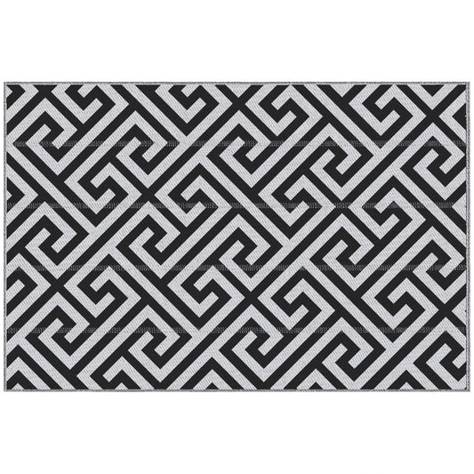 Reversible Outdoor RV Rug, 4' x 6', Patio Mat, Black & White Outdoor Reversible Rugs Black, White at Gallery Canada