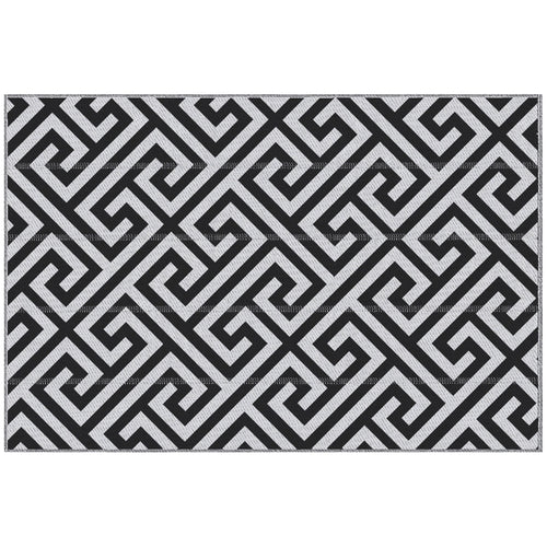 Reversible Outdoor RV Rug, 4' x 6', Patio Mat, Black & White