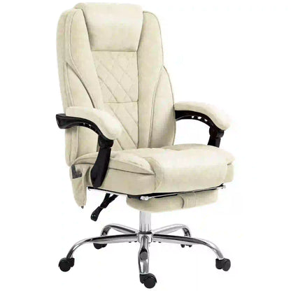 Massage Office Chair, Reclining Computer Chair, Adjustable Height, Footrest, Beige Massage Chairs Beige at Gallery Canada