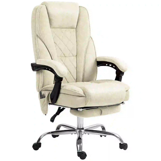 Massage Office Chair, Reclining Computer Chair, Adjustable Height, Footrest, Beige Massage Chairs Beige at Gallery Canada