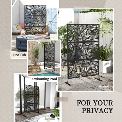 6.5FT Metal Privacy Screen, Leaf Style, Black Side Awnings at Gallery Canada