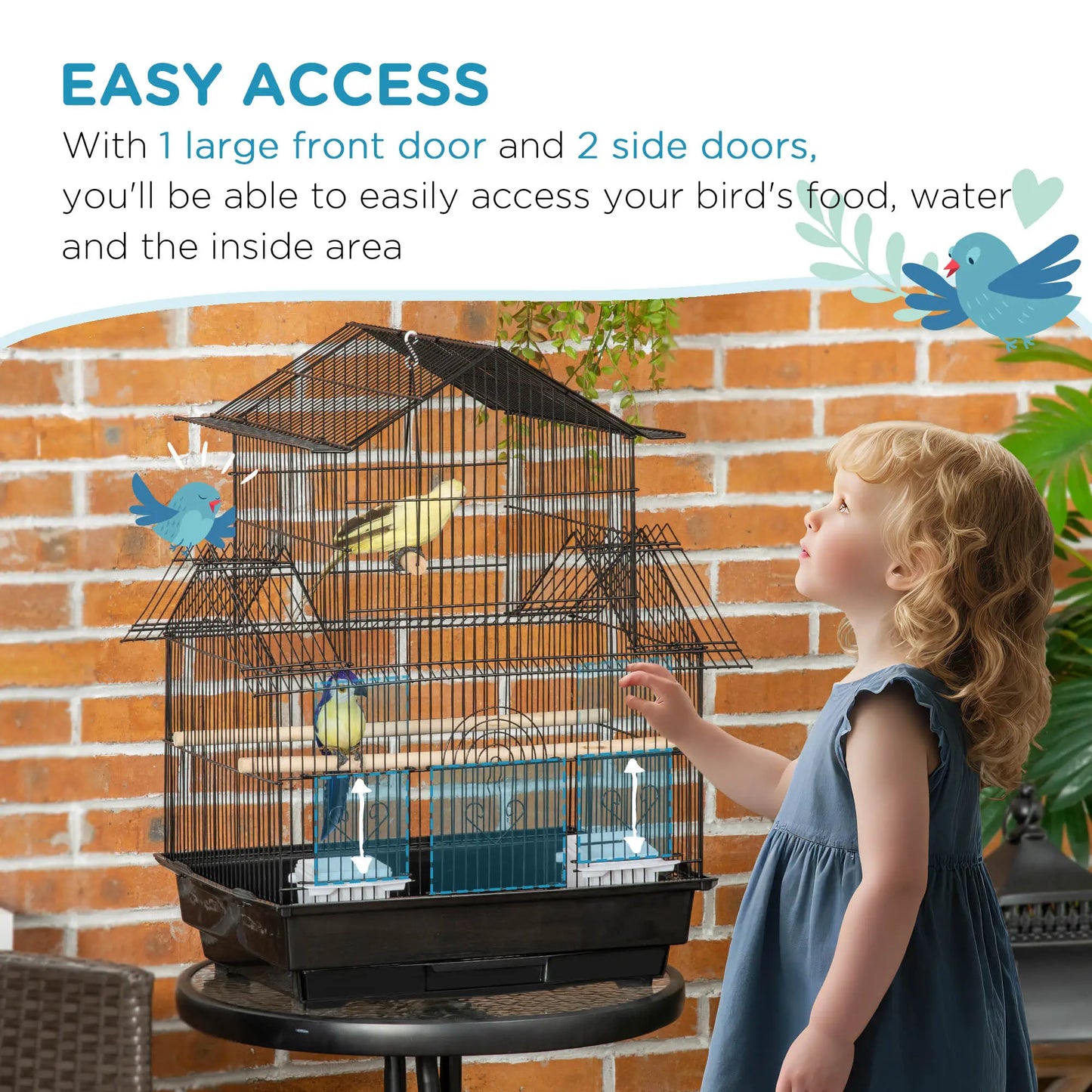 25" Bird Cage with Perch, Swing, Food Container, Slide-out Tray Bird Cages at Gallery Canada