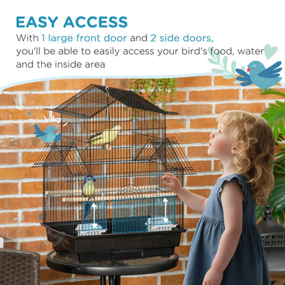 25" Bird Cage with Perch, Swing, Food Container, Slide-out Tray Bird Cages at Gallery Canada