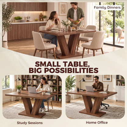 Modern Kitchen Dining Table For 4 People, Walnut