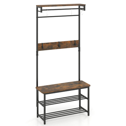 Coat Rack With Shoe Bench, 4-In-1 Hall Tree, Brown Coat Racks & Hall Trees at Gallery Canada