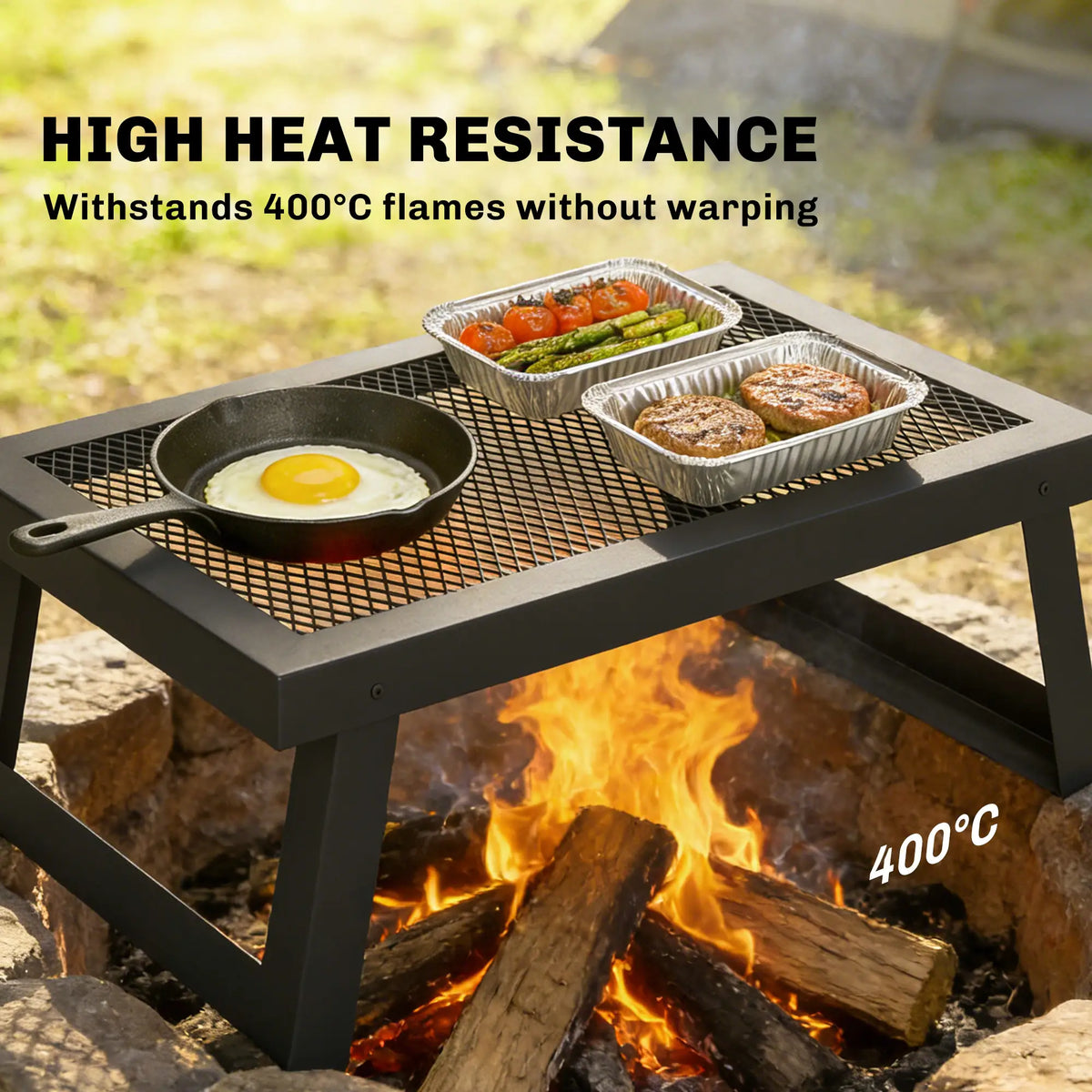 22" x 12" Folding Campfire Grill, Heavy Duty Carbon Steel, Black Charcoal BBQ Grils at Gallery Canada