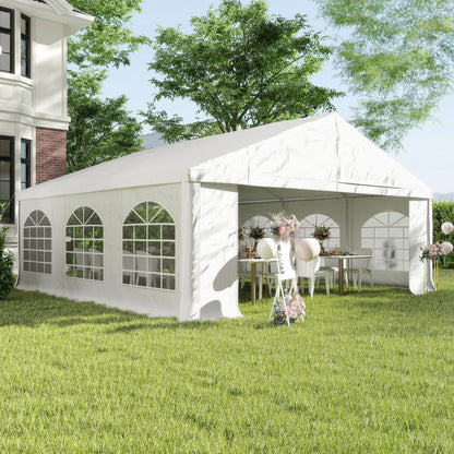 20' x 20' Heavy-Duty Wedding Tent, Outdoor Party Canopy With Sidewall, White Canopy Tents at Gallery Canada