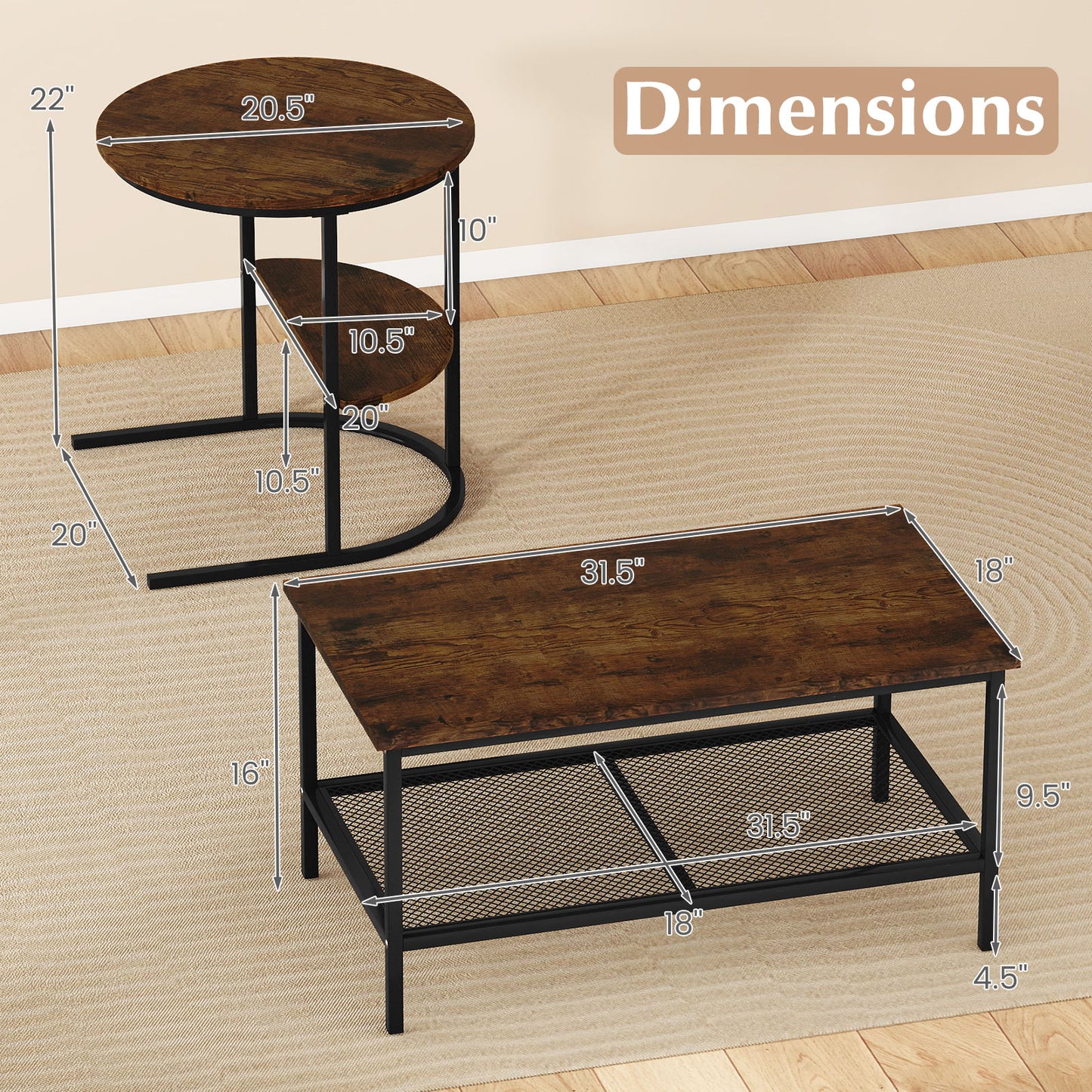 2-Tier Rectangle Coffee & End Table Coffee Tables at Gallery Canada