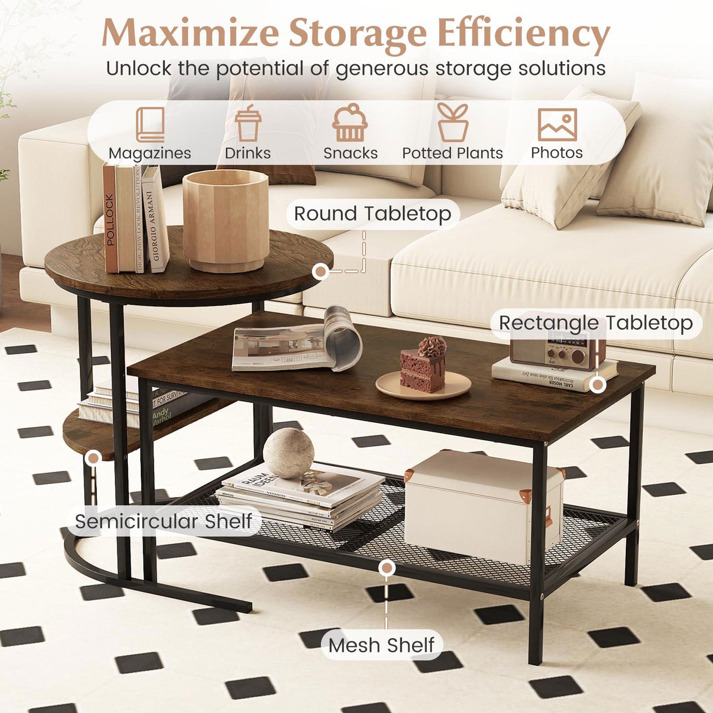 2-Tier Rectangle Coffee & End Table Coffee Tables at Gallery Canada