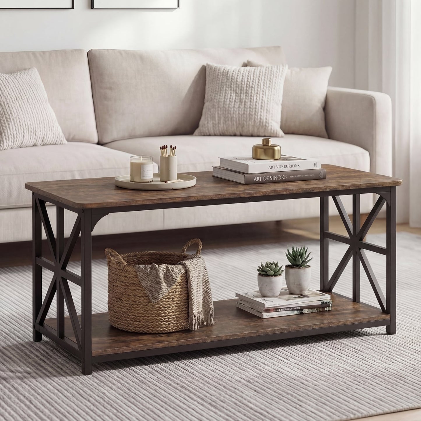 Coffee Table 2-Tier with Storage Shelf, Brown Coffee Tables at Gallery Canada