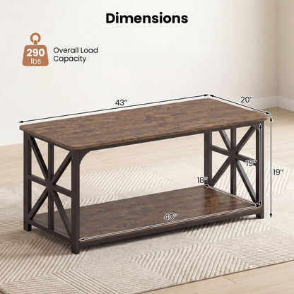 Coffee Table 2-Tier with Storage Shelf, Brown Coffee Tables at Gallery Canada