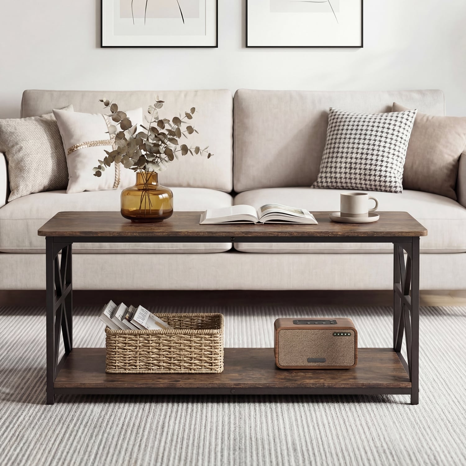 Coffee Table 2-Tier with Storage Shelf, Brown Coffee Tables at Gallery Canada