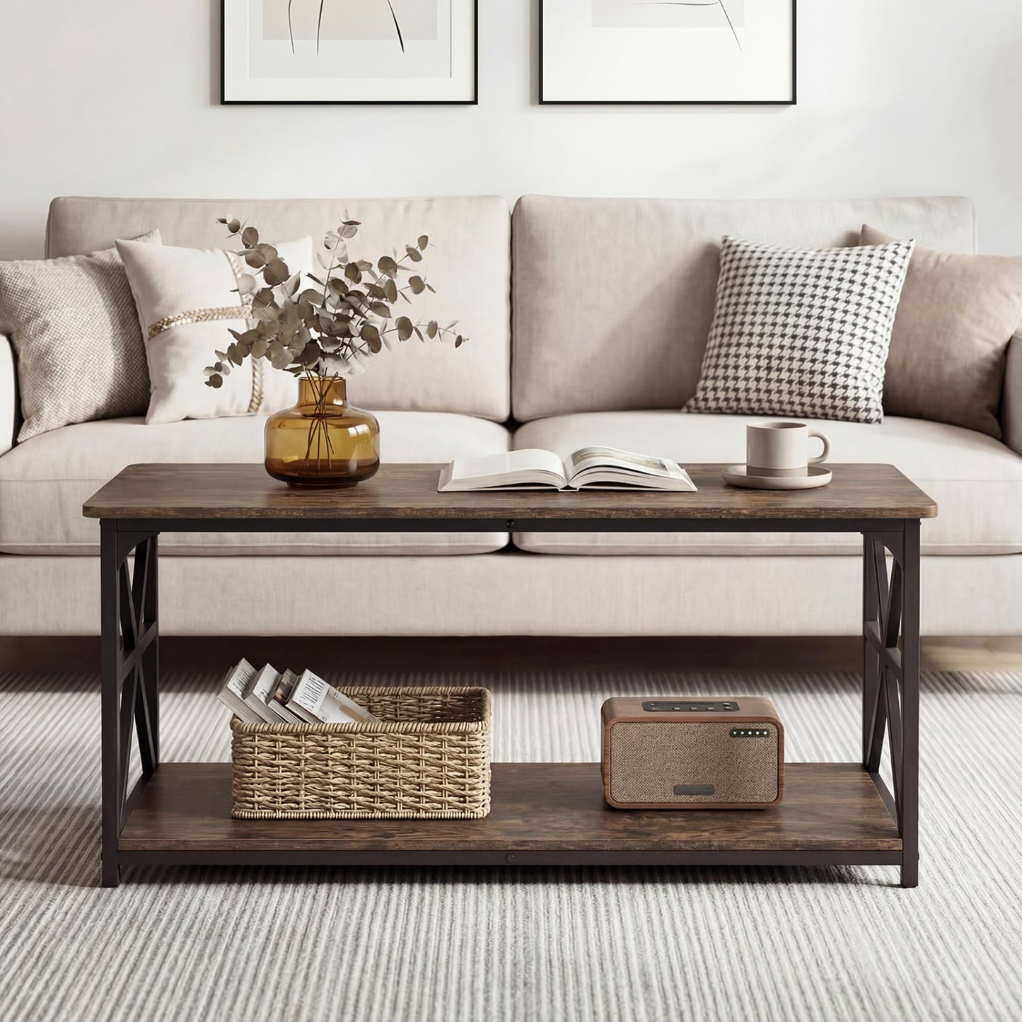 Coffee Table 2-Tier with Storage Shelf, Brown Coffee Tables at Gallery Canada