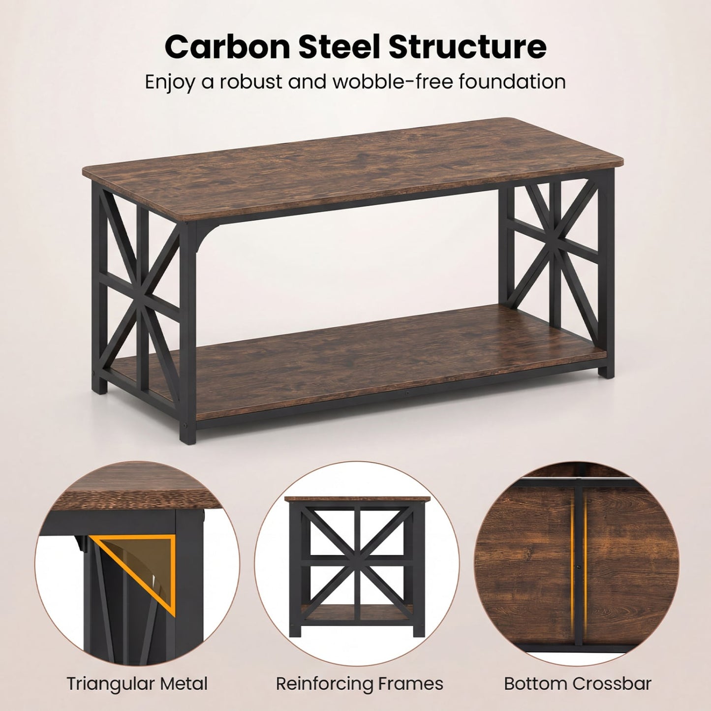 Coffee Table 2-Tier with Storage Shelf, Brown Coffee Tables at Gallery Canada