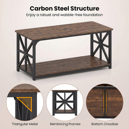 Coffee Table 2-Tier with Storage Shelf, Brown Coffee Tables at Gallery Canada