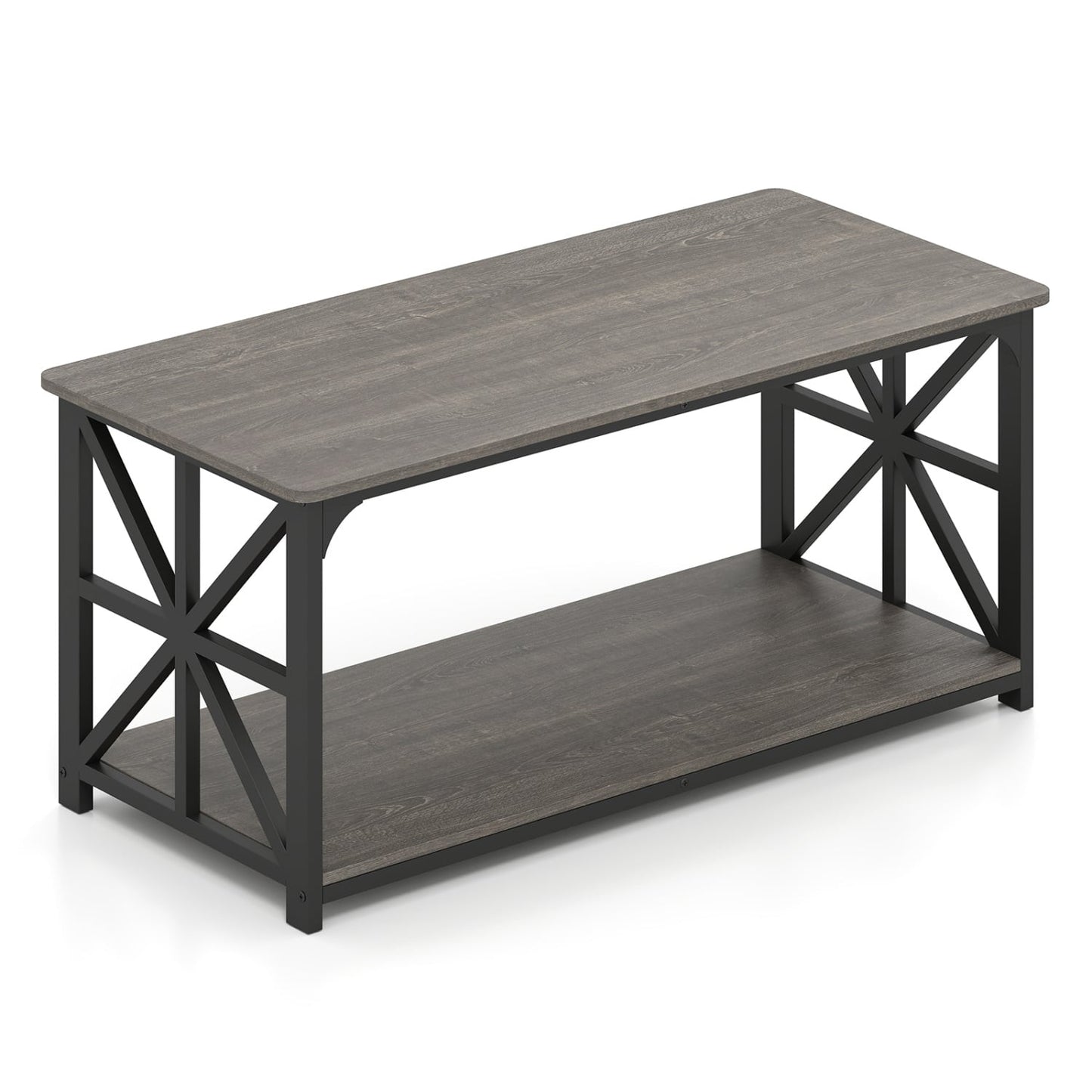 Coffee Table 2-Tier Center Table with Storage Shelf, Oak Coffee Tables at Gallery Canada