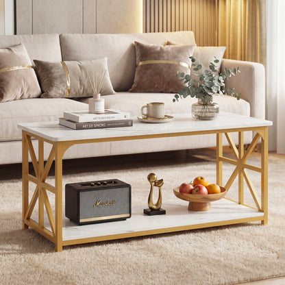 Coffee Table 2-Tier with Storage Shelf, & Golden, White Coffee Tables at Gallery Canada