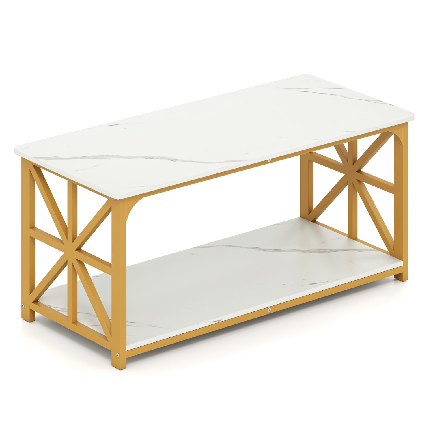 Coffee Table 2-Tier with Storage Shelf, & Golden, White Coffee Tables at Gallery Canada