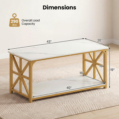Coffee Table 2-Tier with Storage Shelf, & Golden, White Coffee Tables at Gallery Canada