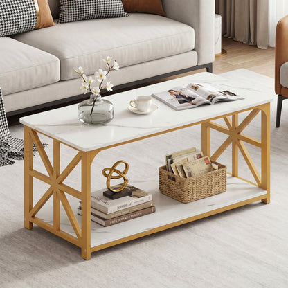 Coffee Table 2-Tier with Storage Shelf, & Golden, White Coffee Tables at Gallery Canada