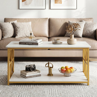 Coffee Table 2-Tier with Storage Shelf, & Golden, White Coffee Tables at Gallery Canada