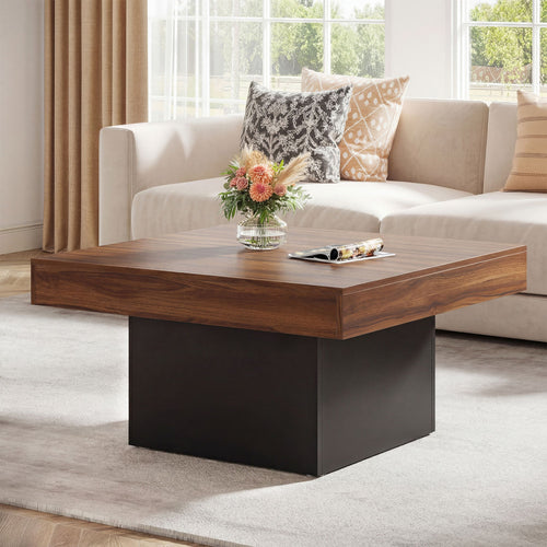 Coffee Table With LED Lights, Rustic Brown