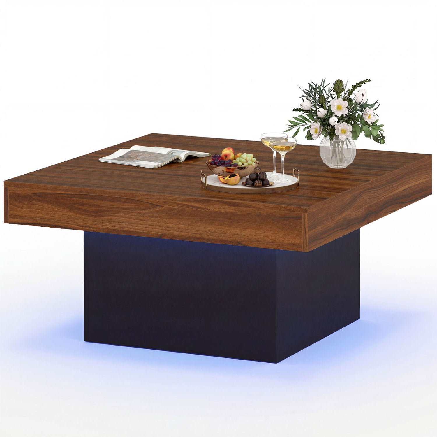 Coffee Table With LED Lights, Rustic Brown Coffee Tables at Gallery Canada