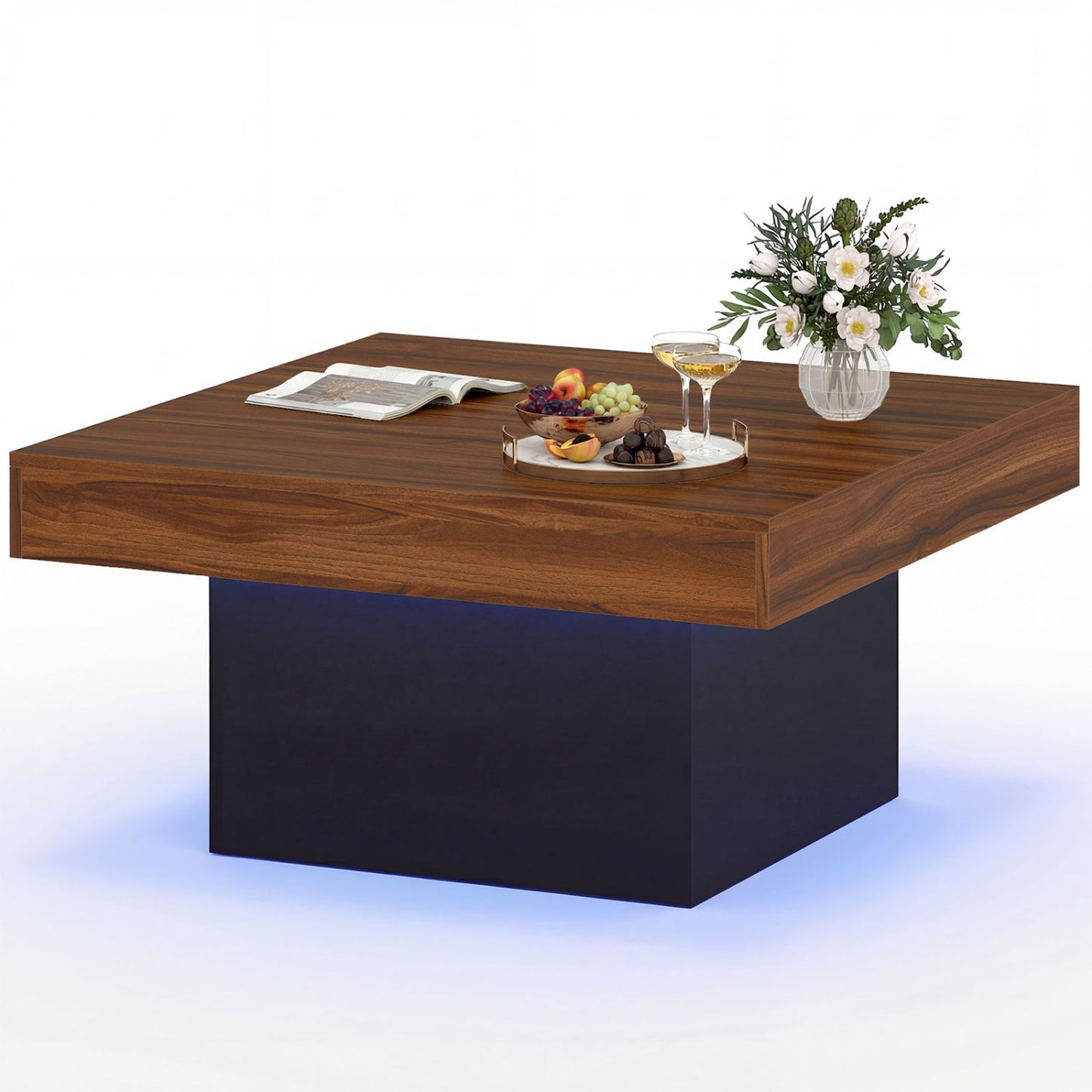 Coffee Table With LED Lights, Rustic Brown Coffee Tables at Gallery Canada