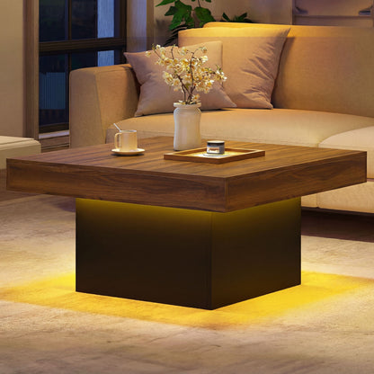 Coffee Table With LED Lights, Rustic Brown Coffee Tables at Gallery Canada