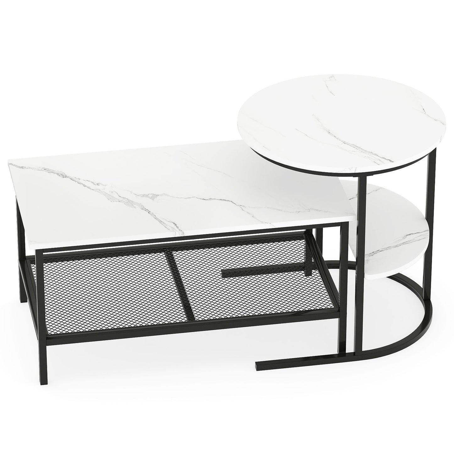 2-Tier Rectangular Coffee Table Set, White Coffee Tables at Gallery Canada