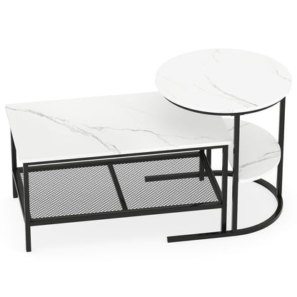 2-Tier Rectangular Coffee Table Set, White Coffee Tables at Gallery Canada