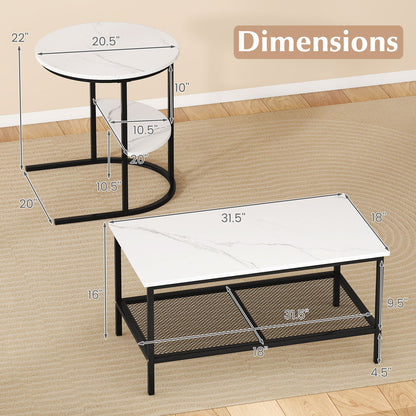 2-Tier Rectangular Coffee Table Set, White Coffee Tables at Gallery Canada