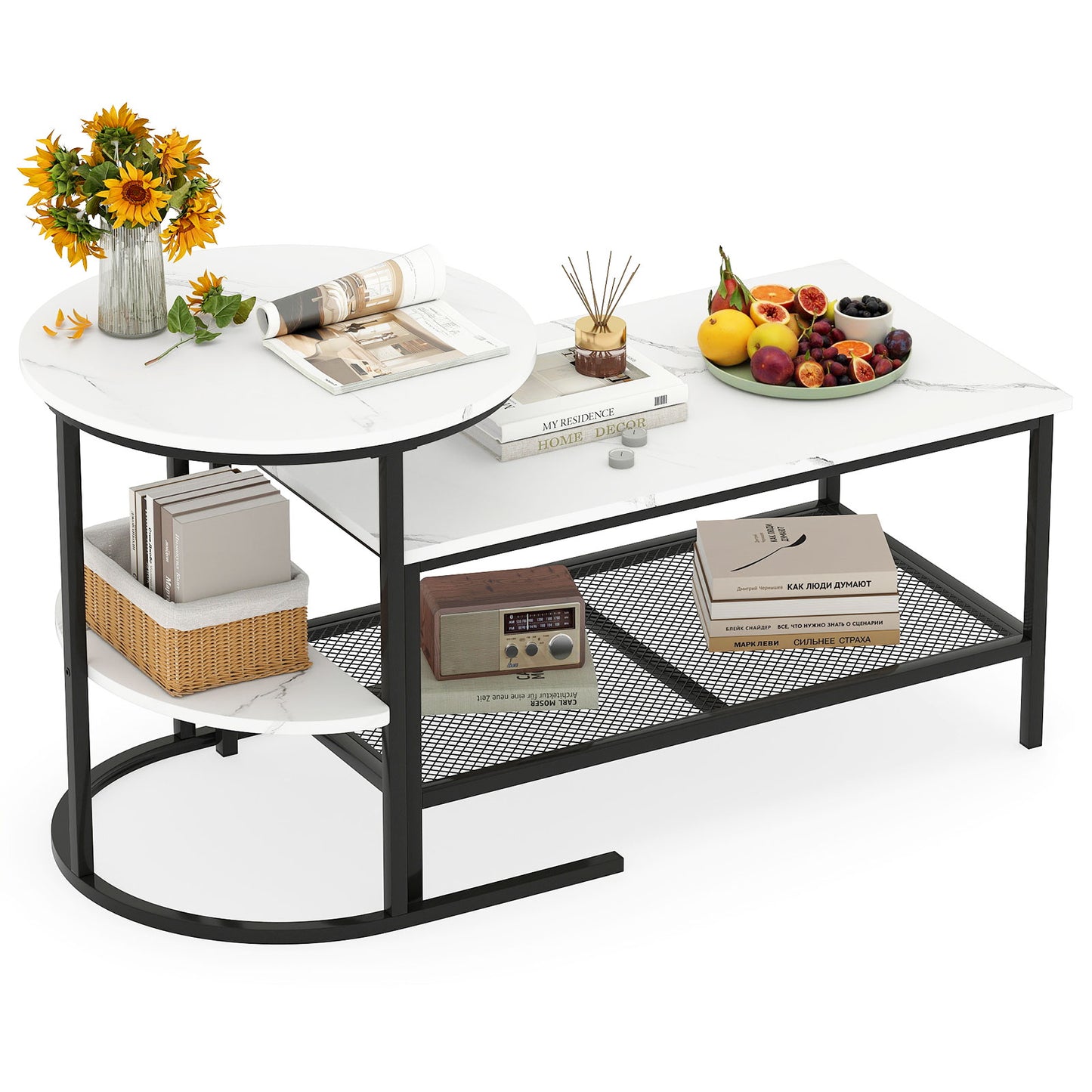 2-Tier Rectangular Coffee Table Set, White Coffee Tables at Gallery Canada
