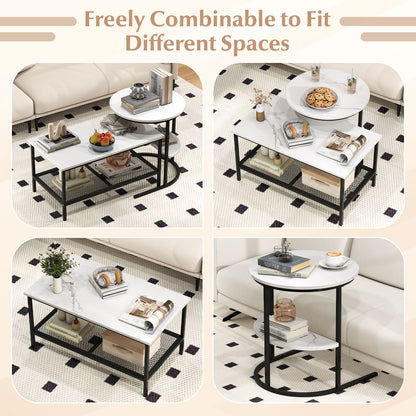 2-Tier Rectangular Coffee Table Set, White Coffee Tables at Gallery Canada
