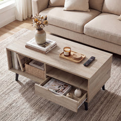 Rustic Rectangle Coffee Table With Storage, Natural Coffee Tables Natural at Gallery Canada