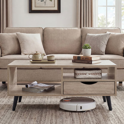 Rustic Rectangle Coffee Table With Storage, Natural Coffee Tables at Gallery Canada