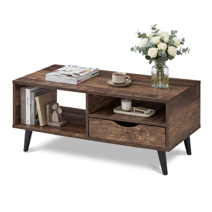 Rustic Walnut Coffee Table With Storage, Rectangle Center Table Coffee Tables at Gallery Canada