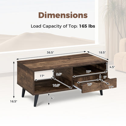 Rustic Walnut Coffee Table With Storage, Rectangle Center Table Coffee Tables at Gallery Canada