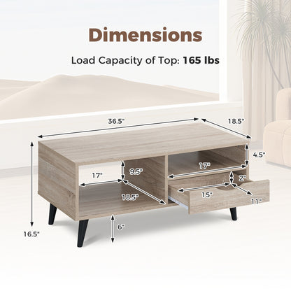Rustic Rectangle Coffee Table With Storage, Natural Coffee Tables at Gallery Canada