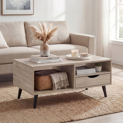 Rustic Rectangle Coffee Table With Storage, Natural Coffee Tables at Gallery Canada