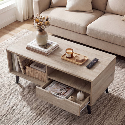 Rustic Rectangle Coffee Table With Storage, Natural Coffee Tables at Gallery Canada